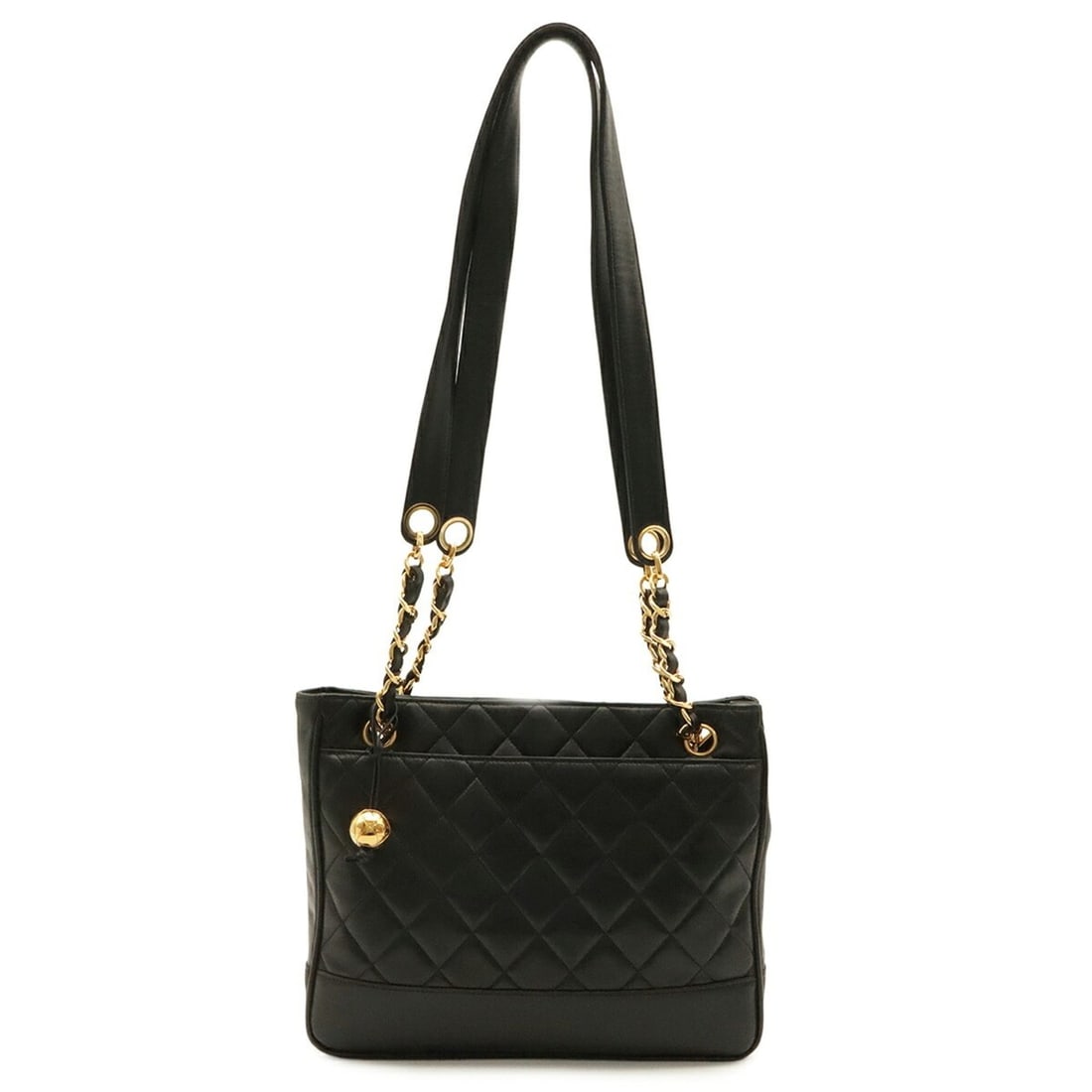 CHANEL Matelassé Coco Ball Chain Tote Bag, Shoulder Lambskin Leather, Black: --- Catalog ---Category: SizeSize (HxWxD): 22cm x 27cm x 5cm / 8.66'' x 10.62'' x 1.96''Category: DesignType: Shoulder bag, Tote bagColor: BlackGender: WomenCategory: GeneralBrand: Chanel--- Item List