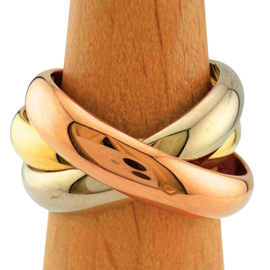 Cartier Trinity Ring, 18K Yellow Gold, Women's CARTIER: --- Catalog ---Category: PackNumber in Pack: 1Category: SizeJP Size: 11US Size: 6Category: DesignType: Band ringColor: Gold, Pink gold, SilverGender: WomenMaterial: Pink gold (18K), White gold (18K), 