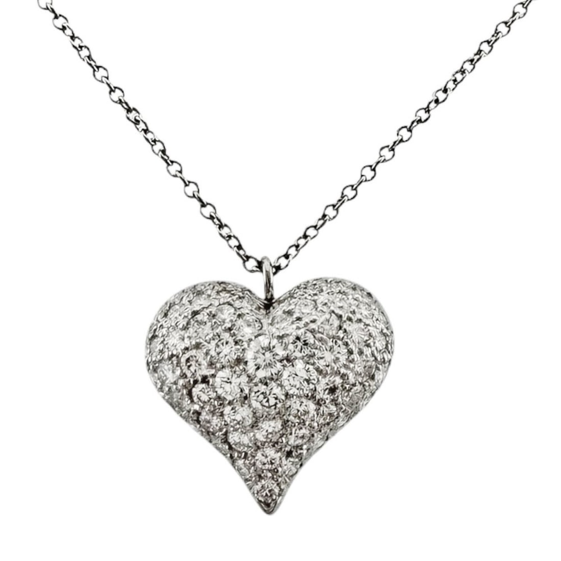 Tiffany & Co. Dots Pinched Heart Necklace, Pt950 Platinum, Diamond, Women's.: --- Catalog ---Category: SizePendant Size: 15mm x 15mm / 0.59'' x 0.59''Neck Circumference: 41 cm / 16.14''Category: DesignColor: SilverGender: WomenMaterial: Platinum, Platinum 950Necklace Type: Neck