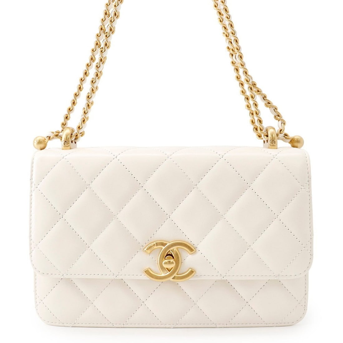 Chanel Chain Shoulder Bag Matelassé Coco Mark Calfskin AS2615 CHANEL White Handbag: --- Catalog ---Category: SizeWeight: 600g / 1.32lb.Size (HxWxD): 14cm x 21.5cm x 7cm / 5.51'' x 8.46'' x 2.75''Strap Length: 73cm - 136cm / 28.74'' - 53.54''Category: DesignType: Handbag, Shoulder bag