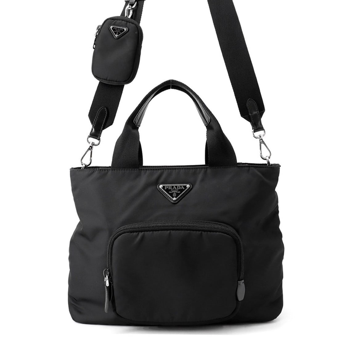 Prada Re-Nylon Triangle Handbag 1BG354 PRADA 2-way Shoulder Bag Black: --- Catalog ---Category: SizeWeight: 560g / 1.23lb.Size (HxWxD): 23.5cm x 30cm x 12.5cm / 9.25'' x 11.81'' x 4.92''Strap Length: 84cm - 122cm / 33.07'' - 48.03''Category: DesignType: Handbag, Shoulder