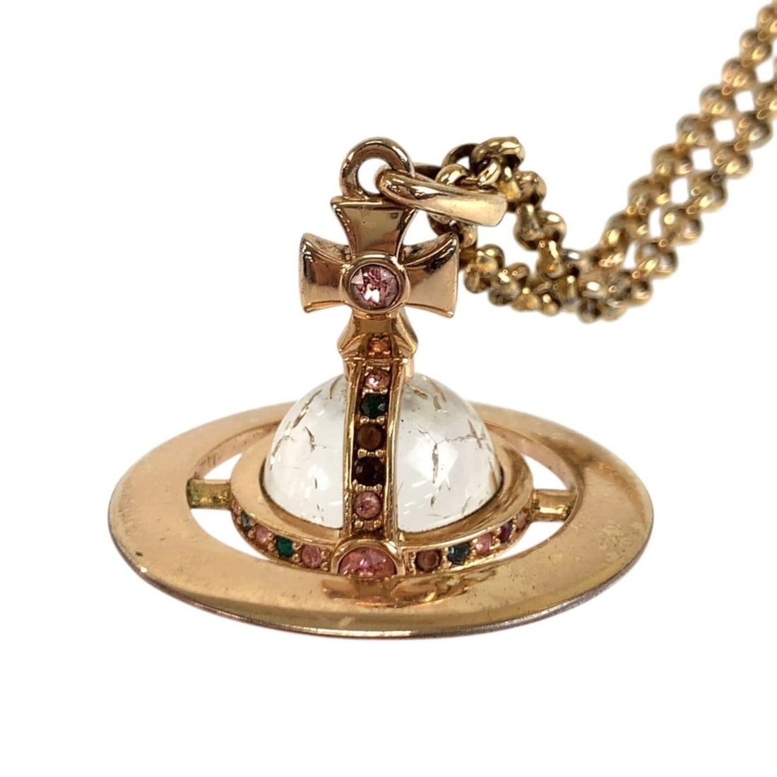 Vivienne Westwood Orb Pink Gold Metal Necklace (Unisex): --- Catalog ---Category: SizePendant Size: 42mm x 42mm / 1.65'' x 1.65''Neck Circumference: 74 cm / 29.13''Category: DesignColor: Pink goldGender: WomenMaterial: MetalNecklace Type: NecklaceCategory: 
