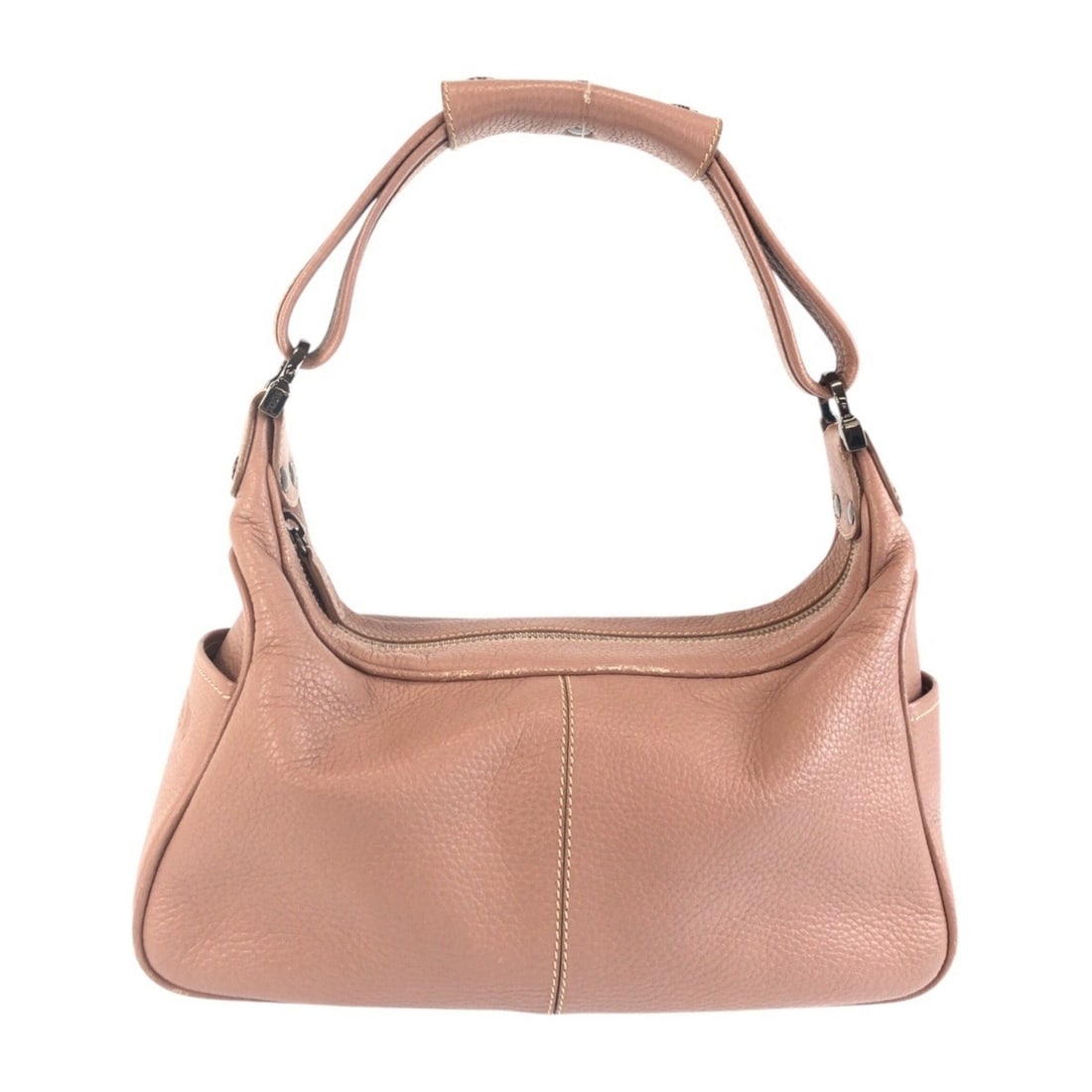 TOD’S (Tod's) Pink Dusty Leather Handbag/Shoulder Bag with Silver Hardware for Women: --- Catalog ---Category: SizeSize (HxWxD): 14cm x 28cm x 10cm / 5.51'' x 11.02'' x 3.93''Category: DesignType: Handbag, Shoulder bagColor: Dusty pink, PinkGender: WomenMaterial: Leather Hardware Color