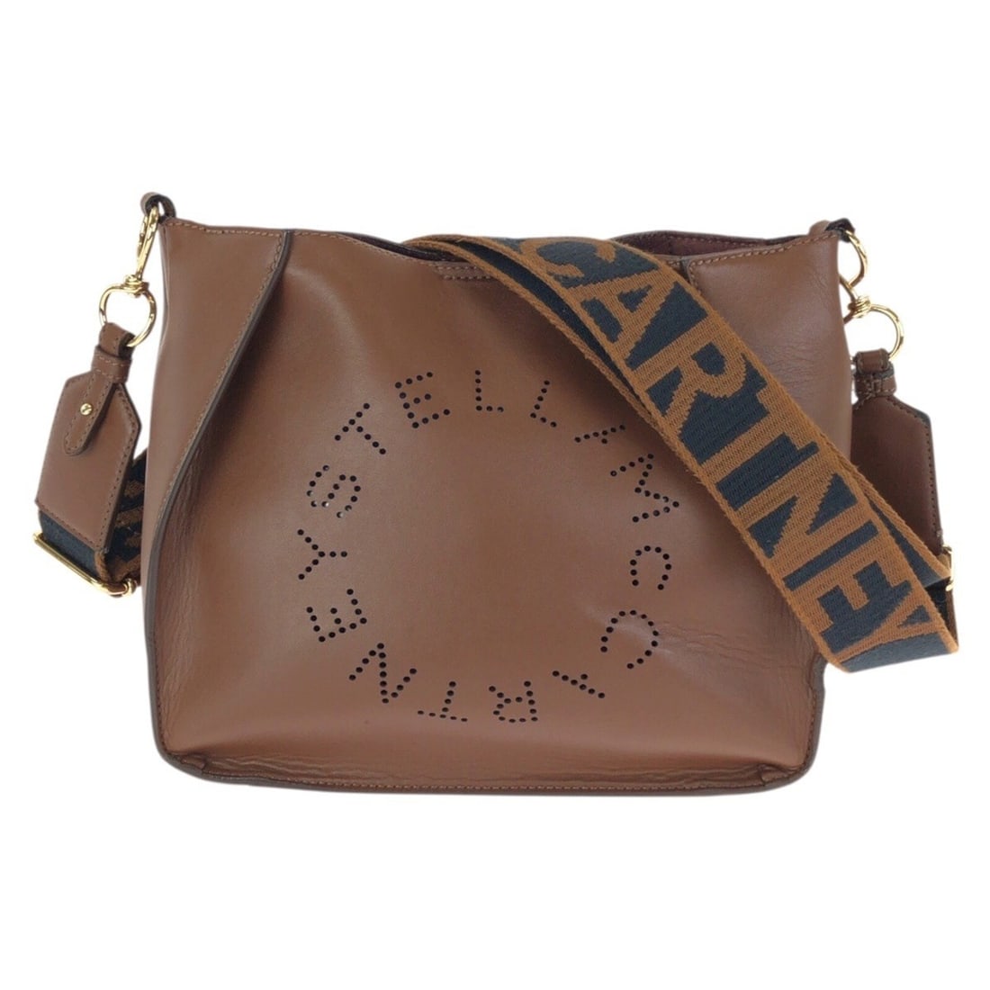 Stella McCartney women's shoulder bag, brown with gold hardware, polyurethane and polyester, 700073: --- Catalog ---Category: SizeSize (HxWxD): 22cm x 24cm x 8cm / 8.66'' x 9.44'' x 3.14''Category: DesignType: Shoulder bagColor: BrownGender: WomenMaterial: Elastane , Polyester Hardware Color: GoldCat