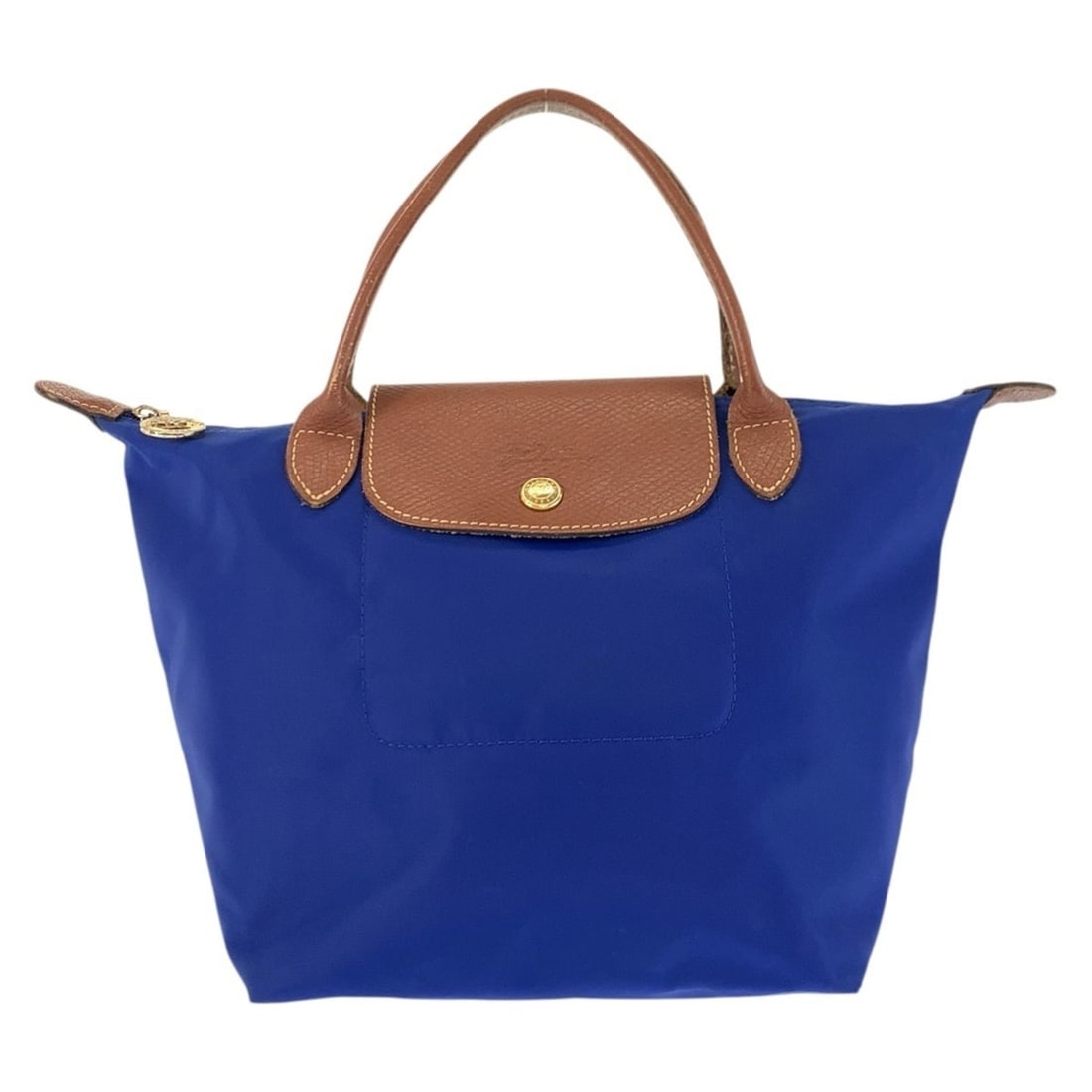 Longchamp Le Pliage Tote Bag/Handbag for Women, Blue/Brown with Gold Hardware, Nylon and Leather, (1 of 15)