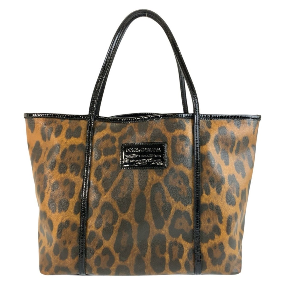 Dolce & Gabbana DOLCE&GABBANA Leopard Print Brown Black Patent Leather Tote Bag Shoulder for Women: --- Catalog ---Category: SizeSize (HxWxD): 26cm x 42cm x 14cm / 10.23'' x 16.53'' x 5.51''Category: DesignType: Shoulder bag, Tote bagColor: Black, BrownGender: WomenMaterial: Patent leather , PVC Cat