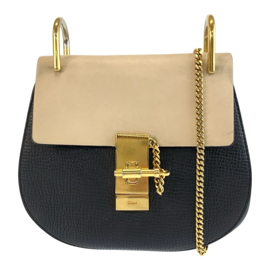 Chloé Chloe Drew Black Beige Leather Chain Shoulder Bag/Pouch for Women: --- Catalog ---Category: SizeSize (HxWxD): 17cm x 19cm x 5.5cm / 6.69'' x 7.48'' x 2.16''Category: DesignType: Pochette, Shoulder bagColor: Beige, BlackGender: WomenMaterial: Leather Hardware Color: G