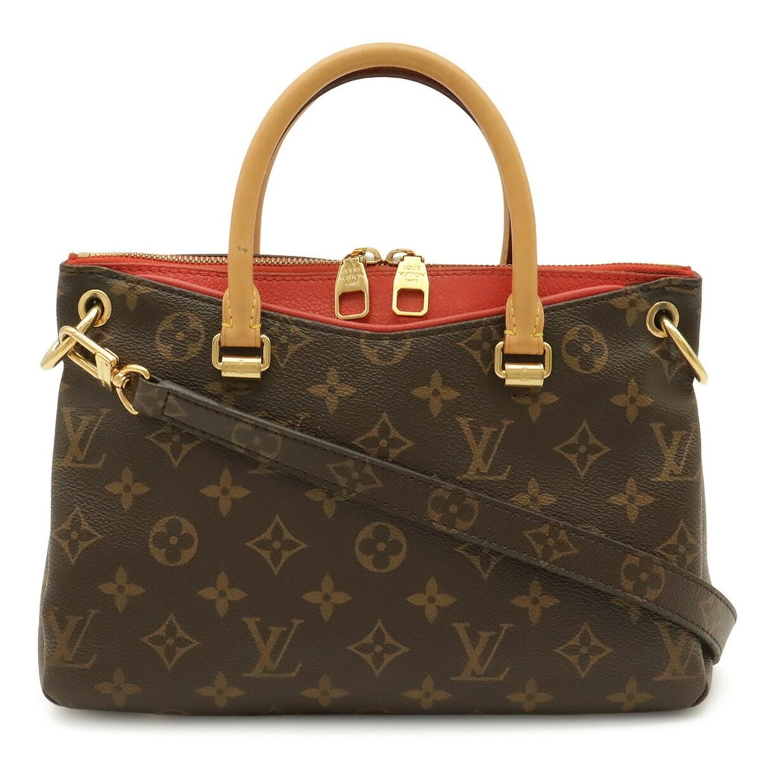 LOUIS VUITTON Louis Vuitton Monogram Pallas BB Handbag Shoulder Bag Leather Poppy Petal Pink M41734: --- Catalog ---Category: SizeSize (HxWxD): 18.5cm x 27cm x 8cm / 7.28'' x 10.62'' x 3.14''Category: DesignType: Handbag, Shoulder bagColor: Poppy petalGender: WomenMaterial: Monogram , Canvas , PVC , 