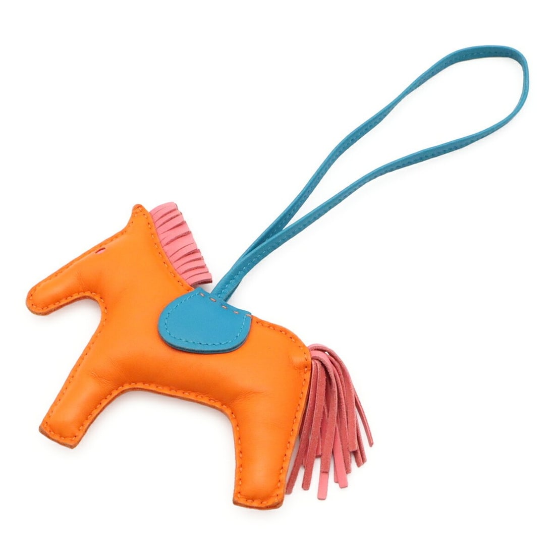 HERMES Rodeo MM accessory bag charm, horse motif, leather, available in Agneau Milo, Orange Poppy,: --- Catalog ---Category: SizeSize (HxWxD): 11.00mm x 12.50mm / 0.43'' x 0.49''Category: DesignType: Handbag charmColor: Blue, OrangeGender: Women,MenMaterial: Agneau MiloCategory: GeneralBrand: Hermes