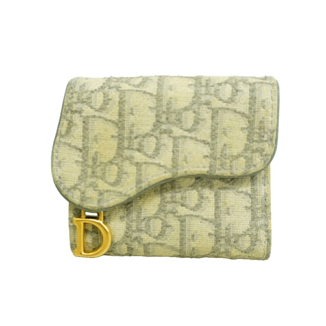 Christian Dior Tri-fold Wallet, Saddle Canvas, Beige/Gray, Women's (1 of 12)