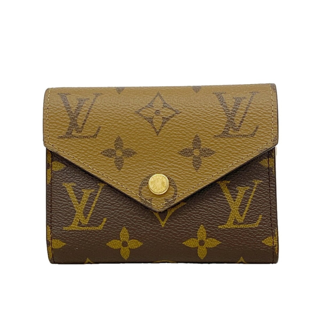 Louis Vuitton Tri-fold Wallet Monogram Reverse Portefeuille Victorine M81557 Brown Women's (1 of 13)