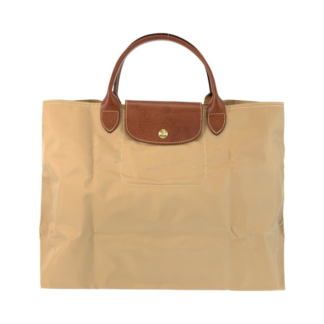 Longchamp Le Pliage handbag/tote bag for women, beige/brown with gold hardware, nylon and leather,: --- Catalog ---Category: SizeSize (HxWxD): 30cm x 37cm x 13.5cm / 11.81'' x 14.56'' x 5.31''Category: DesignType: Handbag, Tote bagColor: Beige, BrownGender: WomenMaterial: Nylon , Leather Hardware Co