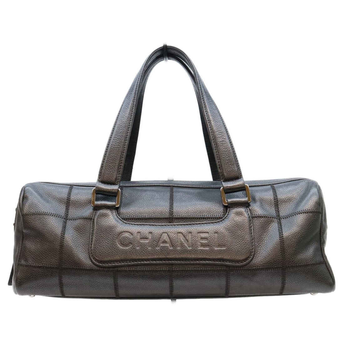 CHANEL Black Caviar Chocolate Bar Mini Boston Bag with Silver Hardware - Women's: --- Catalog ---Category: SizeSize (HxWxD): 13cm x 36cm x 15cm / 5.11'' x 14.17'' x 5.9''Category: DesignType: Boston bagColor: BlackGender: WomenHardware Color: SilverCategory: GeneralBrand: Chanel---