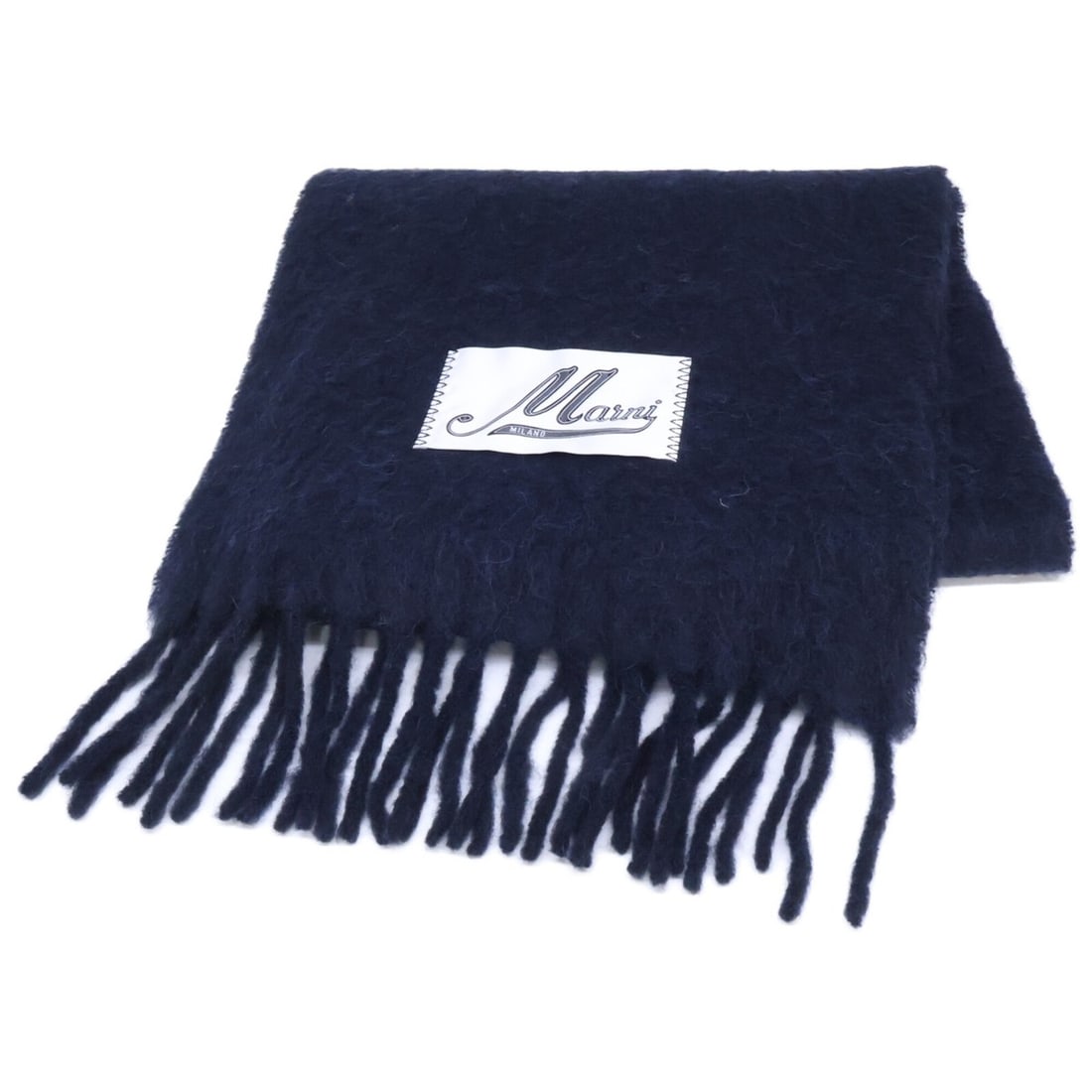 MARNI ASZC0005A0 UTW918 00B99 Logo Patch Alpaca Stole Scarf Navy Women's: --- Catalog ---Category: SizeSize (LxW): 2.19m x 39cm / 86.22'' x 15.35''Category: DesignType: StoleColor: NavyGender: WomenMaterial: Alpaca Category: GeneralBrand: Marni--- Item List ---Section: Cond