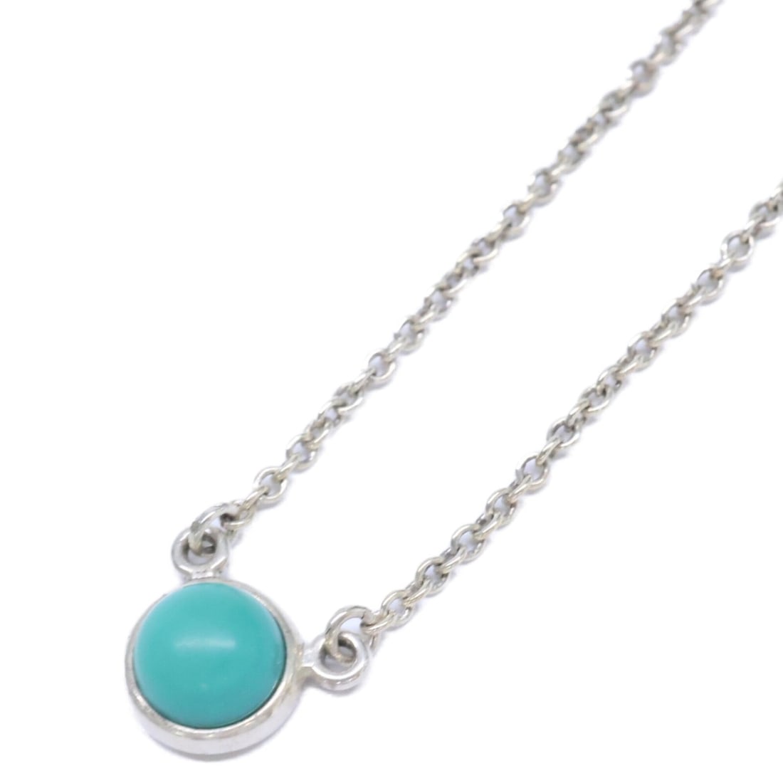 TIFFANY&Co. Tiffany & Co. AG925 Elsa Peretti Color by the Yard Turquoise Pendant Necklace Silver: --- Catalog ---Category: SizePendant Size: 6mm / 0.23''Neck Circumference: 41 cm / 16.14''Category: DesignColor: SilverStone: TurquoiseGender: WomenMaterial: Silver 925Necklace Type: NecklaceCategory: