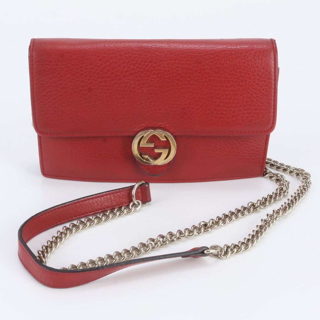 Gucci Interlocking G Chain Shoulder Bag 510314 Leather Handbag Tote for Women: --- Catalog ---Category: SizeSize (HxWxD): 11cm x 18cm x 3cm / 4.33'' x 7.08'' x 1.18''Category: DesignType: Handbag, Shoulder bag, Tote bagColor: Red colorGender: WomenMaterial: Leather Category: Gen