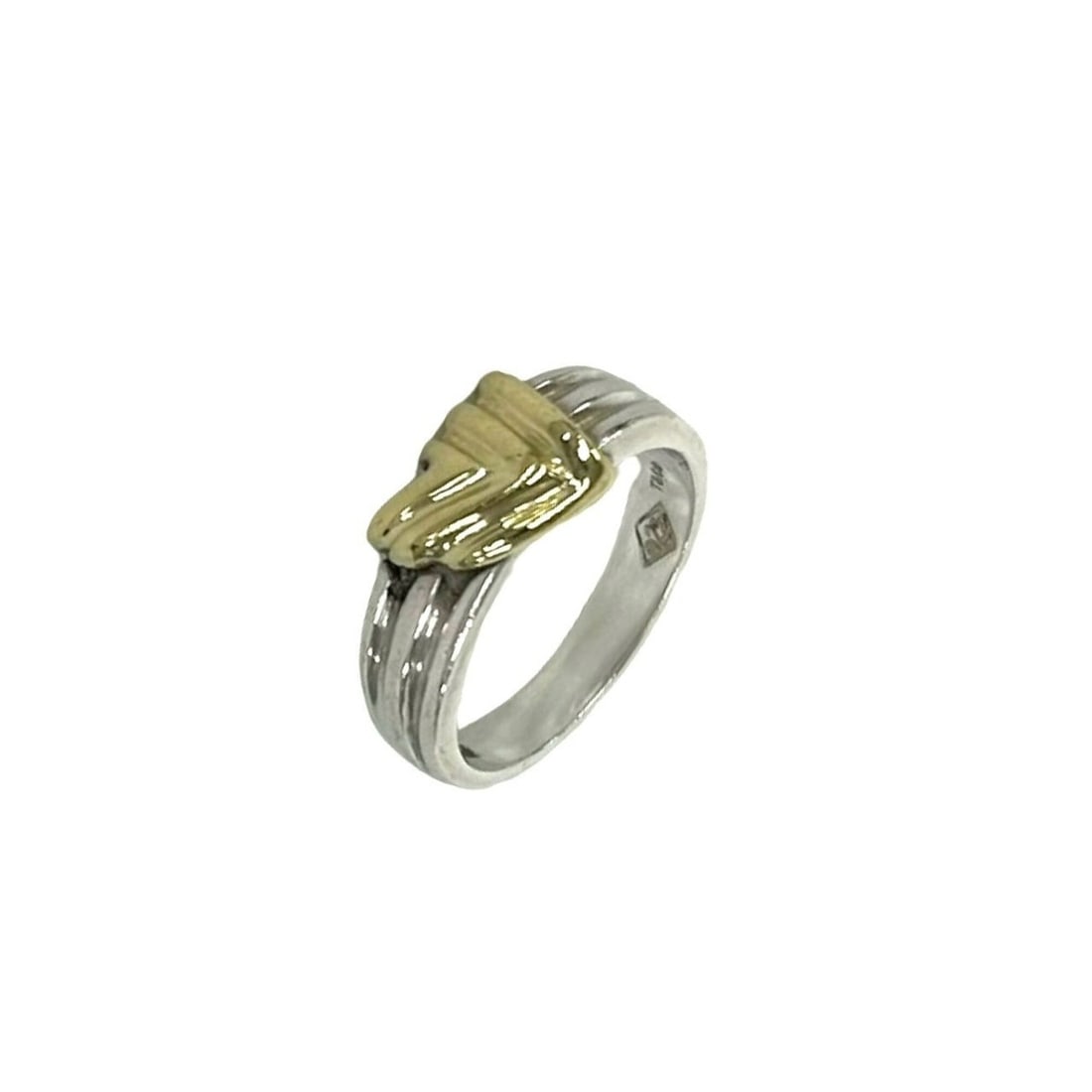 TIFFANY&Co. Tiffany Grooved Signature Ring, Sterling Silver 925, 18K 750YG, Accessory, 084-2: --- Catalog ---Category: SizeJP Size: 8US Size: 4.5Category: DesignType: Band ringColor: Gold, SilverGender: WomenMaterial: Silver 925, Yellow gold (18K)Category: GeneralBrand: Tiffany--- Item List --