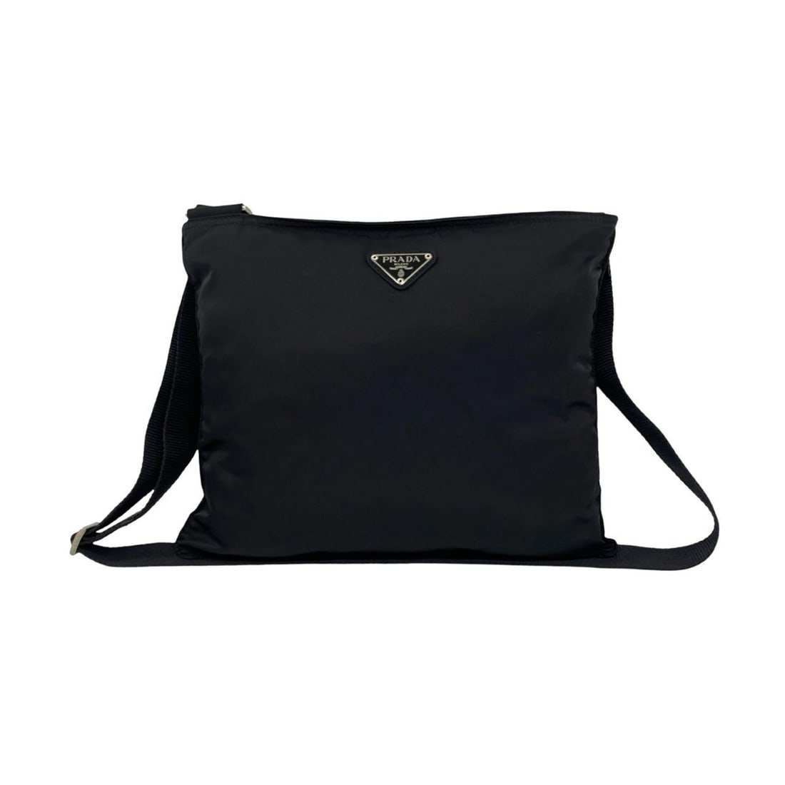 PRADA Prada Triangle Logo Hardware Tessuto Pocono Nylon Shoulder Bag Sacoche Pouch Black 24605 (1 of 9)