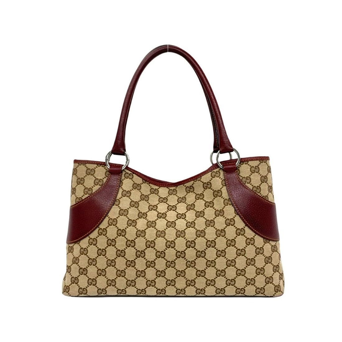 GUCCI GG Logo Pattern Canvas Leather Tote Bag Handbag Semi-Shoulder Brown 17322: --- Catalog ---Category: SizeSize (HxWxD): 20cm x 36cm x 6.5cm / 7.87'' x 14.17'' x 2.55''Category: DesignType: Handbag, Shoulder bag, Tote bagColor: BrownGender: WomenMaterial: Canvas , Leather Categ