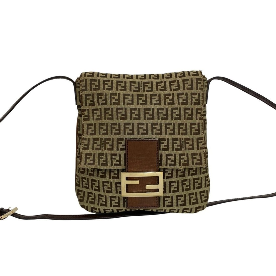 FENDI Vintage Zucchino FF Pattern Canvas Leather Shoulder Bag/Sacoche, Brown, 37208: --- Catalog ---Category: SizeSize (HxWxD): 23cm x 20cm x 3cm / 9.05'' x 7.87'' x 1.18''Category: DesignType: Shoulder bagColor: BrownGender: WomenMaterial: Canvas , Leather Category: GeneralBrand: Fen
