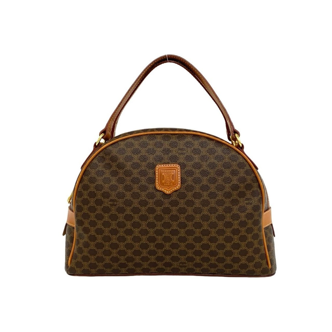 CELINE Vintage Macadam Blazon Pattern Triomphe Leather Handbag Mini Boston Bag Brown 38864: --- Catalog ---Category: SizeSize (HxWxD): 20cm x 29cm x 10cm / 7.87'' x 11.41'' x 3.93''Category: DesignType: Boston bag, HandbagColor: BrownGender: WomenMaterial: Leather , PVC Category: GeneralBran