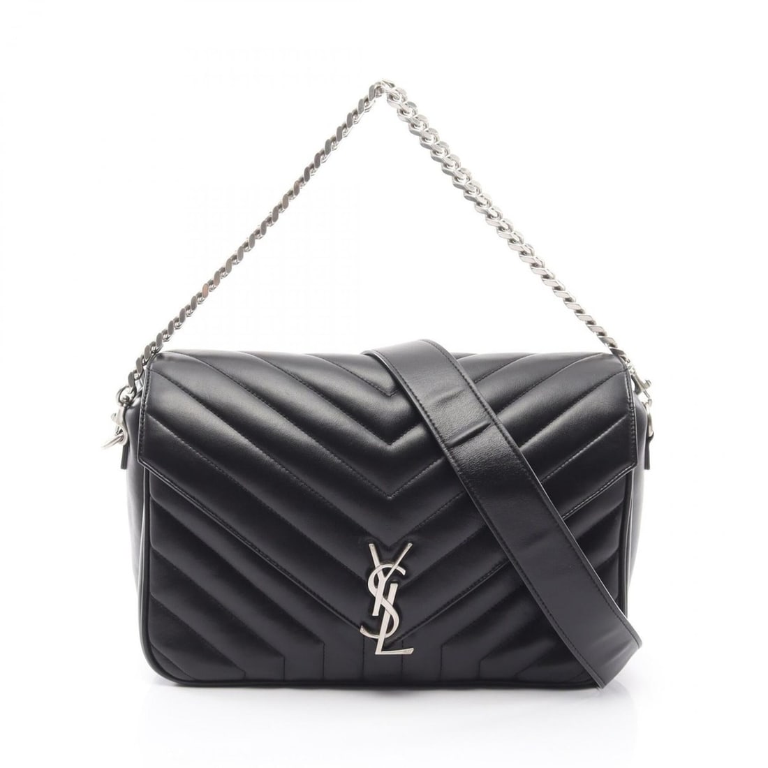 Yves Saint Laurent Saint Laurent Paris Cassandra 2-Way Handbag, Leather, Women's, Black, 454325 (1 of 15)