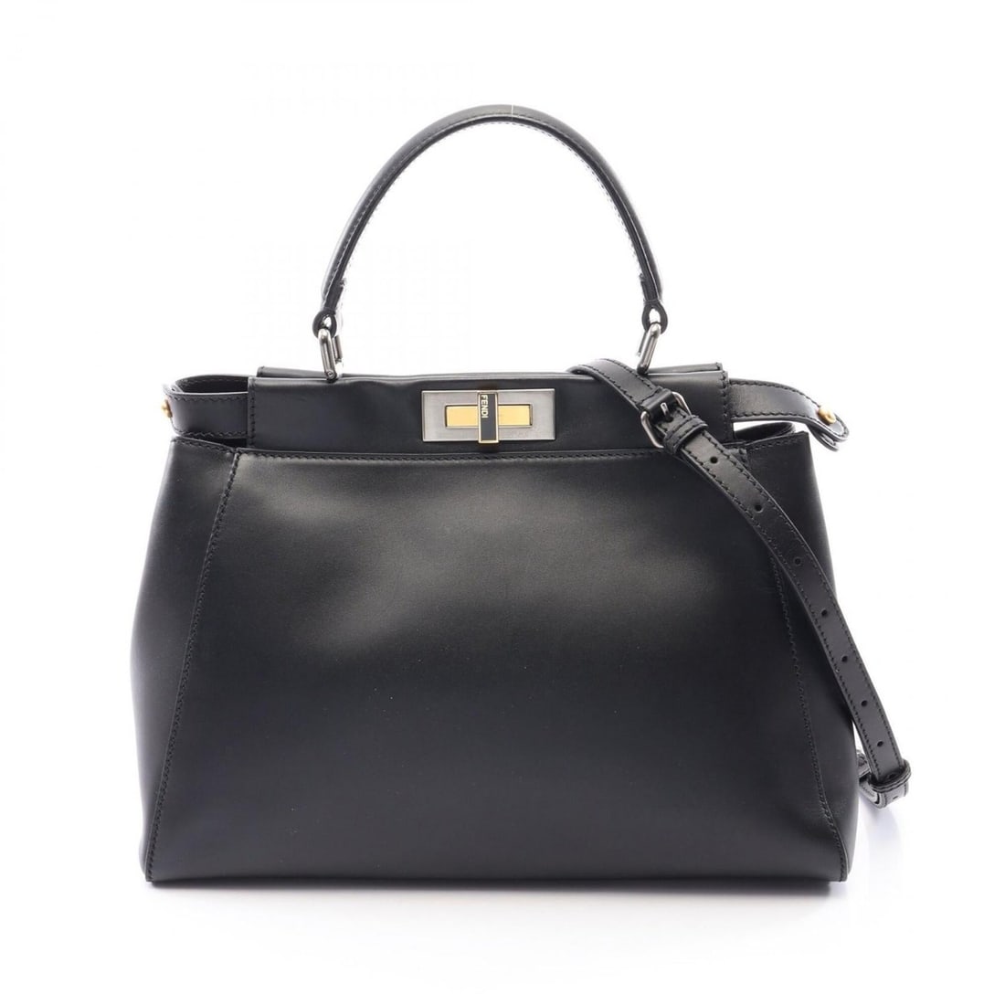 Fendi Peekaboo Regular 2-Way Handbag, Leather, Women's, Black (8BN226): --- Catalog ---Category: SizeSize (HxWxD): 25cm x 34cm x 12cm / 9.84'' x 13.38'' x 4.72''Category: DesignType: HandbagColor: BlackGender: WomenMaterial: Leather Category: GeneralMPN: 8BN226Brand: Fend