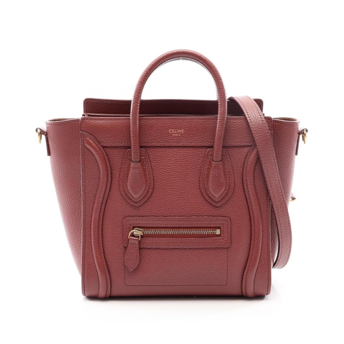 Celine Luggage Nano Shopper 2-Way Handbag, Leather, Women's, Bordeaux (1 of 13)