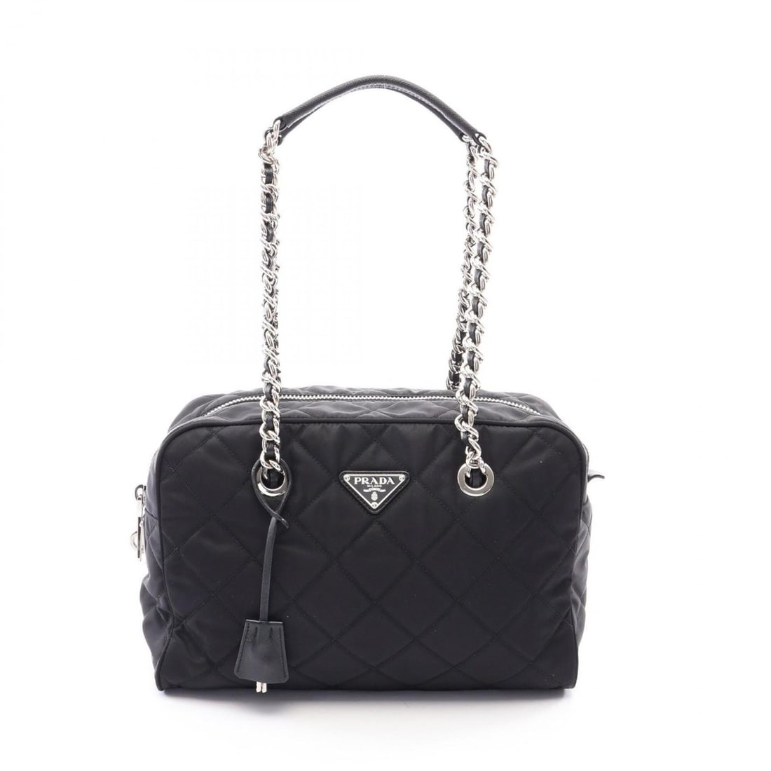 Prada TESSUTO IMPUNTU Shoulder Bag/Handbag, Nylon & Saffiano Leather, Women's, Black (1 of 10)
