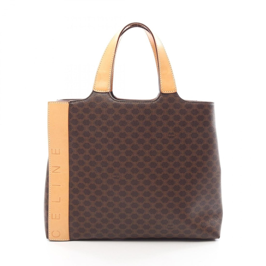 Celine Macadam Embossed Logo Handbag, Coated Canvas Leather, Women's, Brown/Beige: --- Catalog ---Category: SizeSize (HxWxD): 23.5cm x 29cm x 6cm / 9.25'' x 11.41'' x 2.36''Category: DesignType: HandbagColor: Beige, BrownGender: WomenMaterial: Coated canvas , Leather Category: Gener