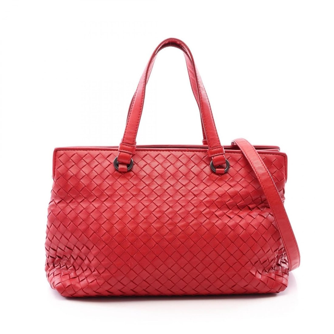 Bottega Veneta Intrecciato 2-Way Tote Bag/Handbag, Leather, Women's, Red (1 of 9)
