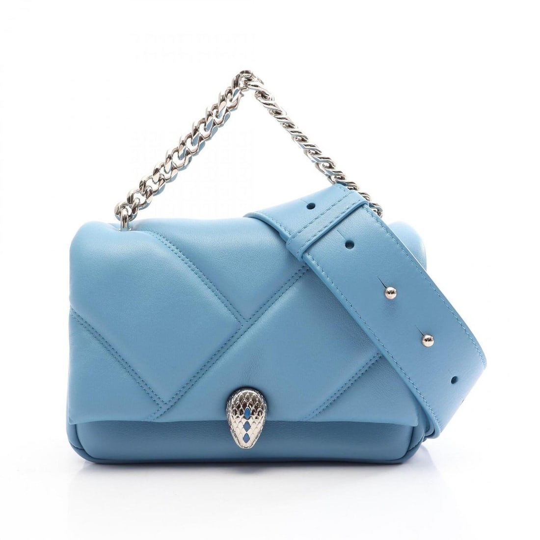 BVLGARI Serpenti Cabochon Mini 2-Way Handbag, Leather, Women's, Blue: --- Catalog ---Category: SizeSize (HxWxD): 12cm x 17cm x 5.5cm / 4.72'' x 6.69'' x 2.16''Category: DesignType: HandbagColor: BlueGender: WomenMaterial: Leather Category: GeneralBrand: Bvlgari--- Item 