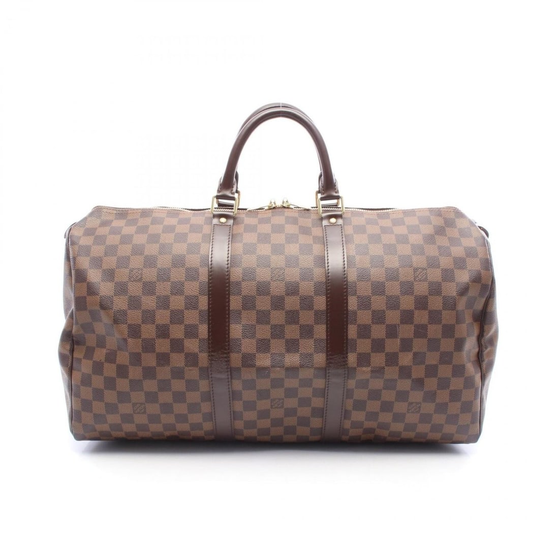 Louis Vuitton Keepall 50 Boston Bag Handbag, Coated Canvas and Leather, Damier Pattern, Men's: --- Catalog ---Category: SizeSize (HxWxD): 28.5cm x 50cm x 22cm / 11.22'' x 19.68'' x 8.66''Handle Length: 33cm / 12.99''Category: DesignType: Boston bagColor: Brown, EbeneGender: Men,WomenMaterial: C