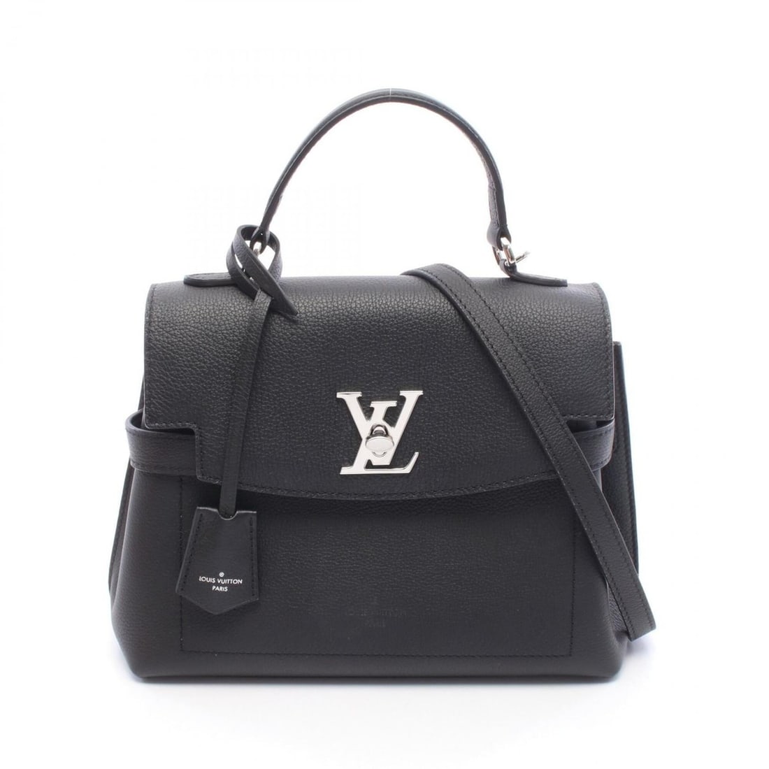 Louis Vuitton Lockme Ever BB 2-Way Handbag, Leather, Calfskin, Women's, Black, M53937: --- Catalog ---Category: SizeSize (HxWxD): 21cm x 25cm x 10cm / 8.26'' x 9.84'' x 3.93''Category: DesignType: HandbagColor: Black, NoirGender: WomenMaterial: Leather Leather/Fur Type: Calf leatherCate