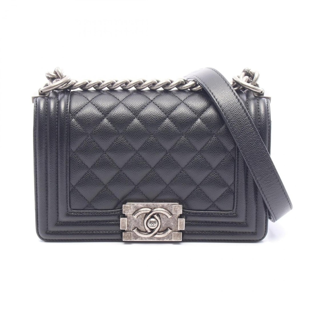 Chanel Boy Small Shoulder Bag/Handbag, Caviar Leather (Grained Calfskin), Women's, Black, A67085: --- Catalog ---Category: SizeSize (HxWxD): 12cm x 20cm x 6cm / 4.72'' x 7.87'' x 2.36''Category: DesignType: Handbag, Shoulder bagColor: BlackGender: WomenMaterial: Grained Calfskin Category: GeneralM