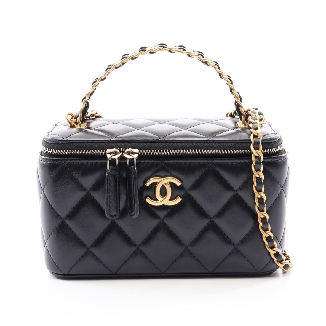 Chanel Matelassé Vanity Bag, 2-Way Shoulder Bag/Handbag, Leather, Women's, Black: --- Catalog ---Category: SizeSize (HxWxD): 9cm x 16cm x 8cm / 3.54'' x 6.29'' x 3.14''Category: DesignType: Handbag, Shoulder bag, Vanity bagColor: BlackGender: WomenMaterial: Leather Category: Genera