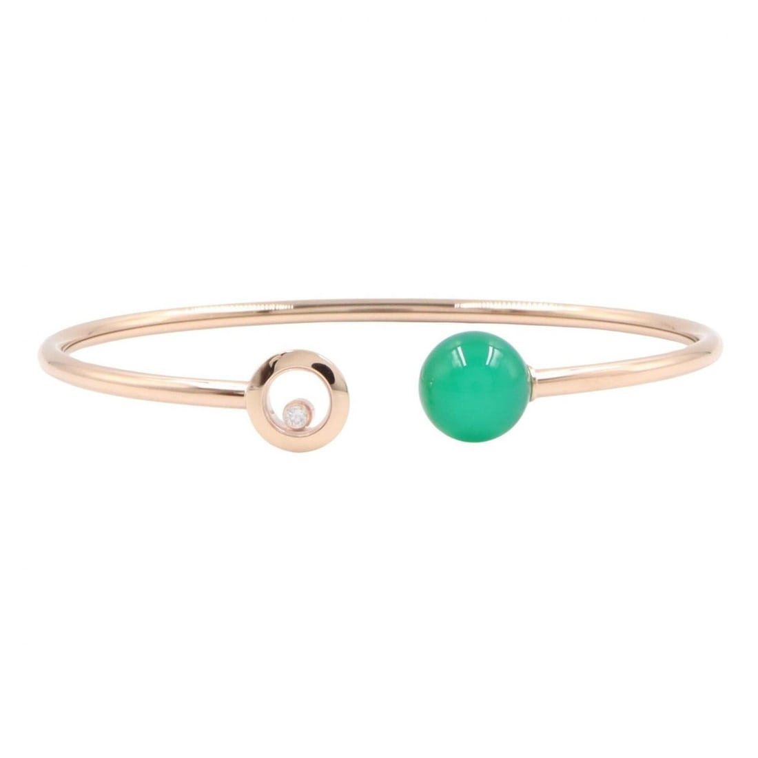 Chopard Happy Diamonds Planet Green Agate Bracelet - 18K Pink Gold (PG) Diamond and Women's Tone,: --- Catalog ---Category: SizeLength: 16cm / 6.29''Category: DesignType: Charm braceletColor: Clear, Gold, GreenGender: WomenMaterial: Pink gold (18K)Category: GeneralMPN: 85A619-5100Brand: Chopard--- 