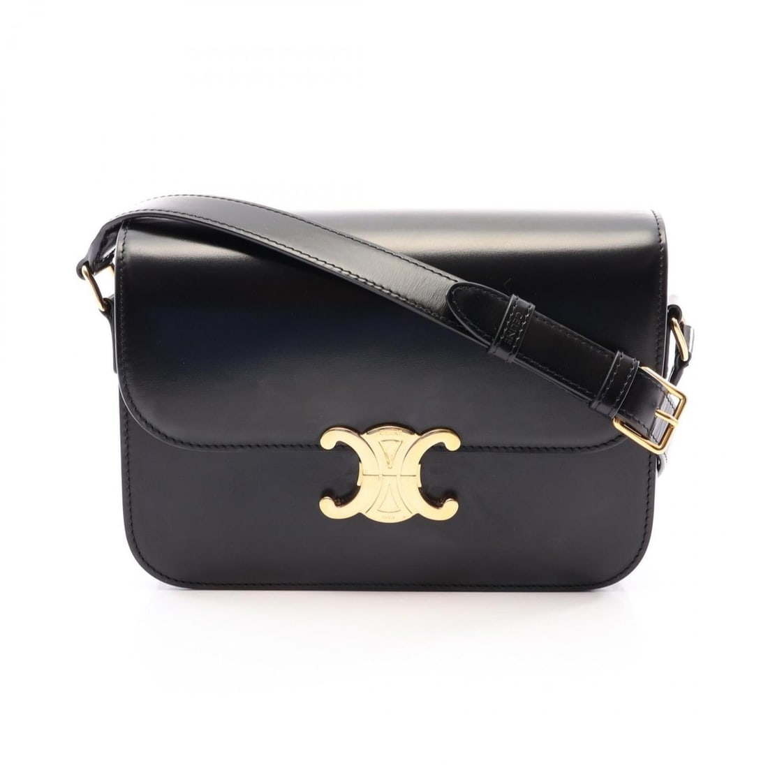 Celine Classic Triomphe Medium Shoulder Bag/Handbag, Leather, Women's, Black (1 of 8)