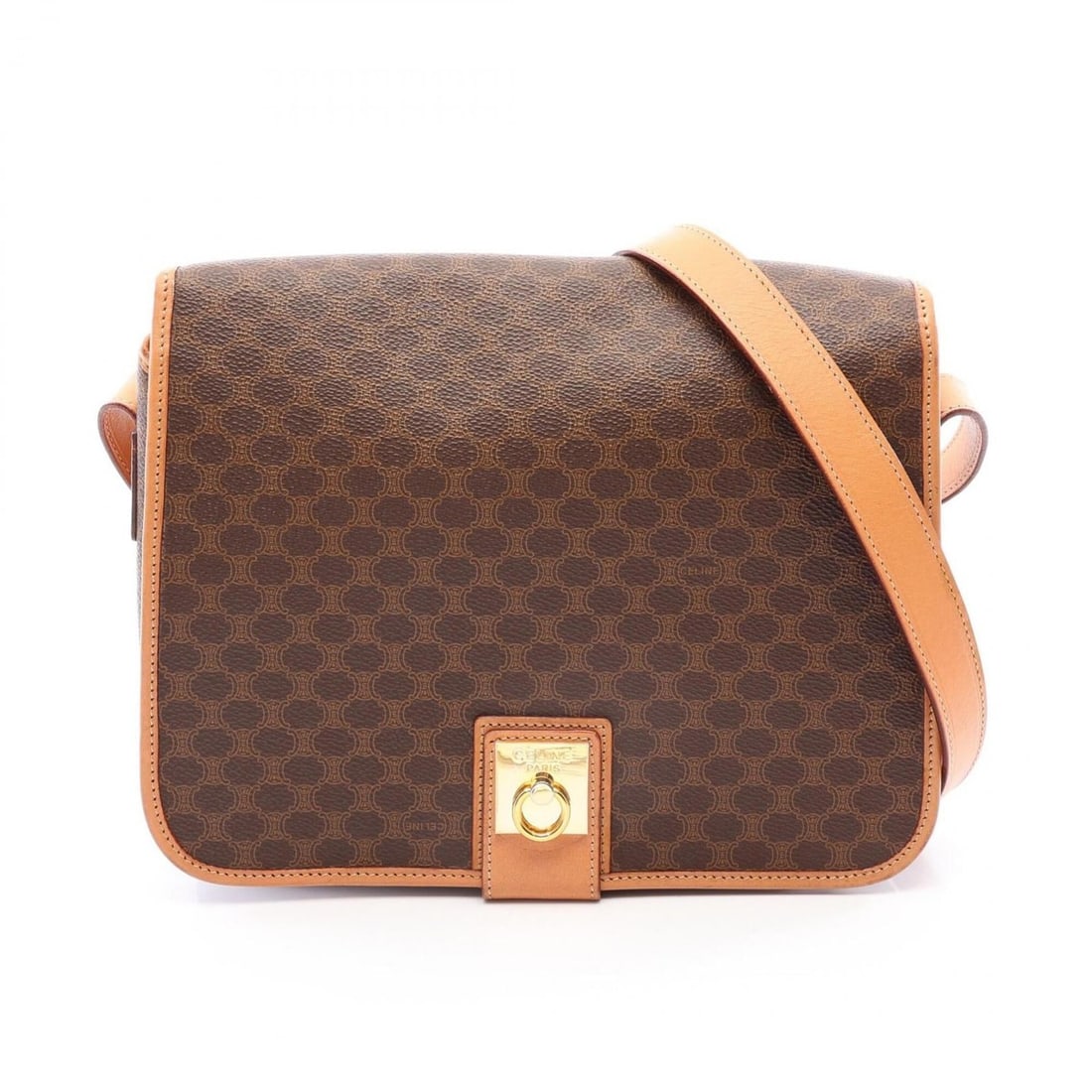Celine Macadam Shoulder Bag/Handbag, Coated Canvas and Leather, Women's, Brown: --- Catalog ---Category: SizeSize (HxWxD): 21cm x 25cm x 7cm / 8.26'' x 9.84'' x 2.75''Category: DesignType: Handbag, Shoulder bagColor: BrownGender: WomenMaterial: Coated canvas , Leather Category: G