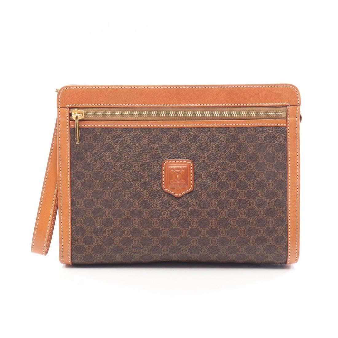 Celine Macadam Handbag with Hand Strap, Clutch Bag, Handbag, Coated Canvas Leather, Men's & Women's,: --- Catalog ---Category: SizeSize (HxWxD): 18cm x 25cm x 5cm / 7.08'' x 9.84'' x 1.96''Category: DesignType: Clutch bag, HandbagColor: Beige, BrownGender: Men,WomenMaterial: Coated canvas , Leather Ca