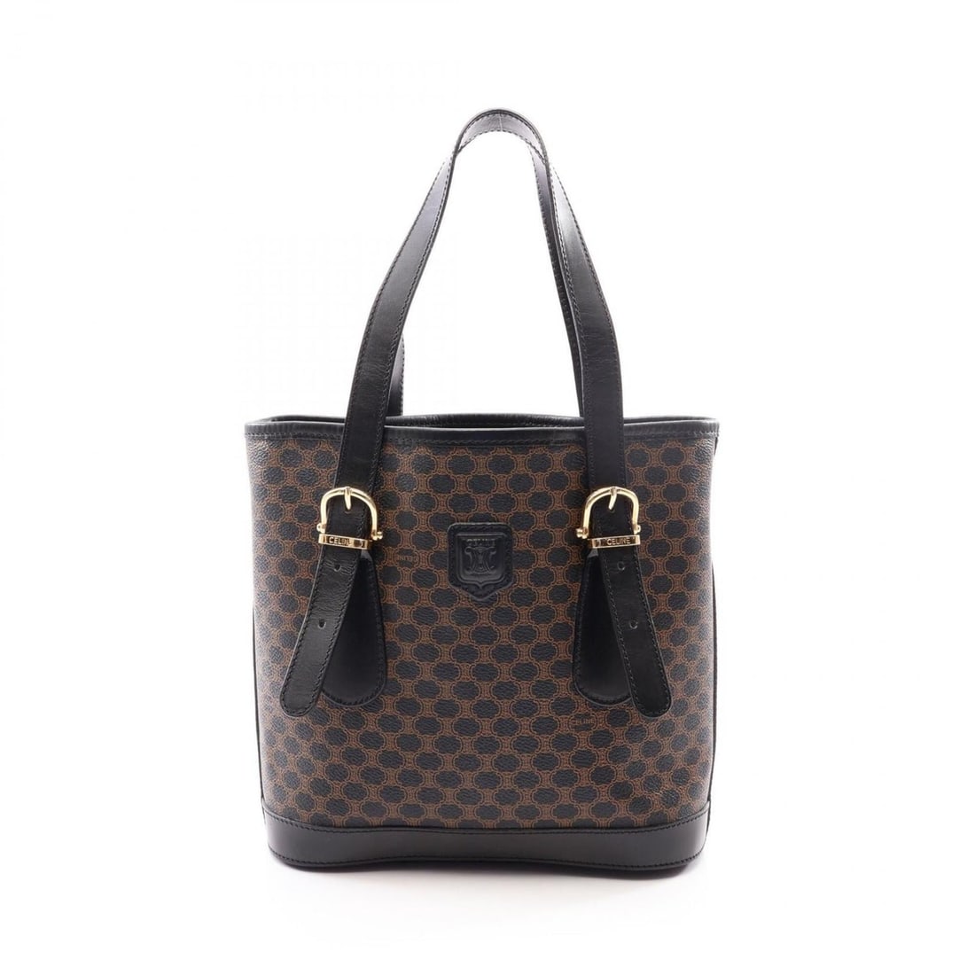 Celine Macadam Tote Bag Handbag Leather Women's Black/Brown: --- Catalog ---Category: SizeSize (HxWxD): 24cm x 24cm x 13cm / 9.44'' x 9.44'' x 5.11''Category: DesignType: Handbag, Tote bagColor: Black, BrownGender: WomenMaterial: Leather Category: GeneralBrand: