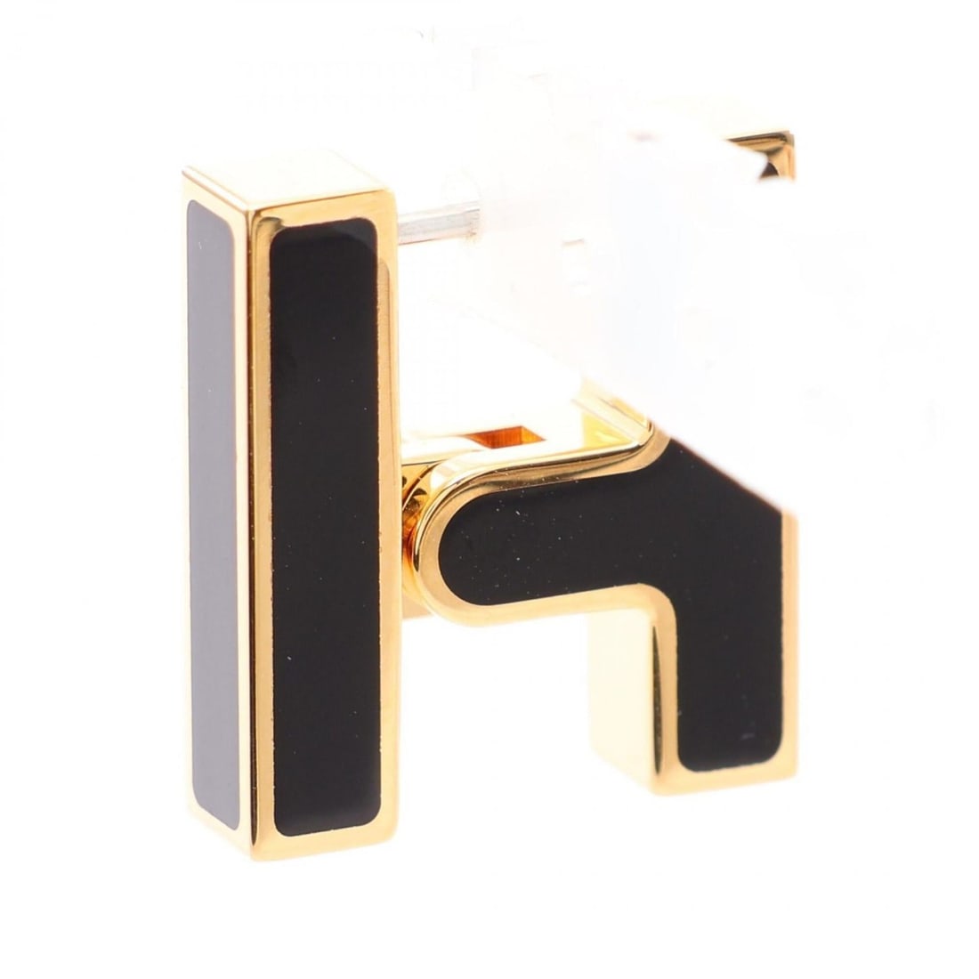 Hermes HERMES Single Earring H Jewelry GP (Gold Plated) Men's Gold/Black: --- Catalog ---Category: SizeSize (HxWxD): 17.00mm x 15.00mm / 0.67'' x 0.59''Category: DesignType: Stud earringsColor: Black, GoldGender: MenMaterial: Gold platingSingle earring: YesCategory: General