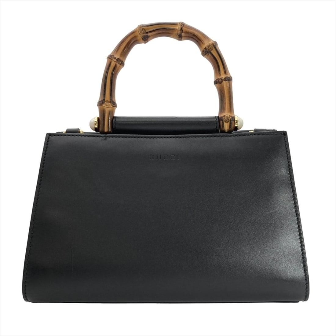 Gucci Nymphaea Bamboo Handle Handbag, 2-Way, Genuine Leather, 470271, Black, F021337332: --- Catalog ---Category: SizeHandle Drop: 9.00cm / 3.54''Size (HxWxD): 14cm x 23cm x 11.5cm / 5.51'' x 9.05'' x 4.52''Category: DesignType: HandbagColor: BlackGender: WomenClosure: MagnetMaterial: Lea