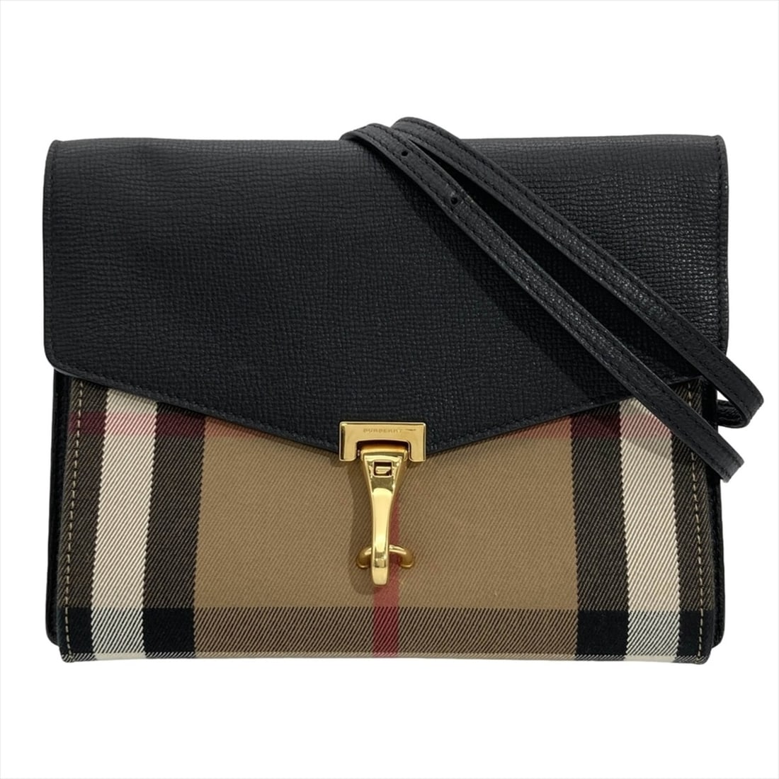 Burberry Nova Check Macken Shoulder Bag, Canvas, Black, Gold Hardware: --- Catalog ---Category: SizeSize (HxWxD): 19.5cm x 24cm x 5cm / 7.67'' x 9.44'' x 1.96''Strap Length: 124cm / 48.81''Category: DesignType: Shoulder bagColor: BlackGender: WomenMaterial: Canvas , Leat