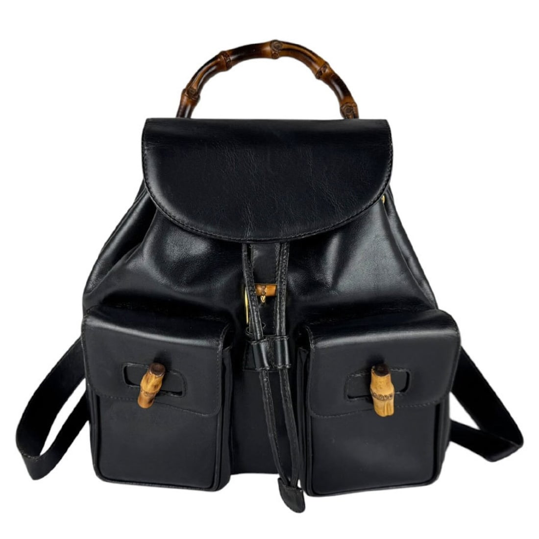 Gucci GUCCI Backpack Bamboo Leather Black Women's z11039: --- Catalog ---Category: SizeSize (HxWxD): 30cm x 35cm x 8cm / 11.81'' x 13.77'' x 3.14''Category: DesignType: BackpackColor: BlackGender: WomenMaterial: Leather Category: GeneralBrand: GucciCountry o