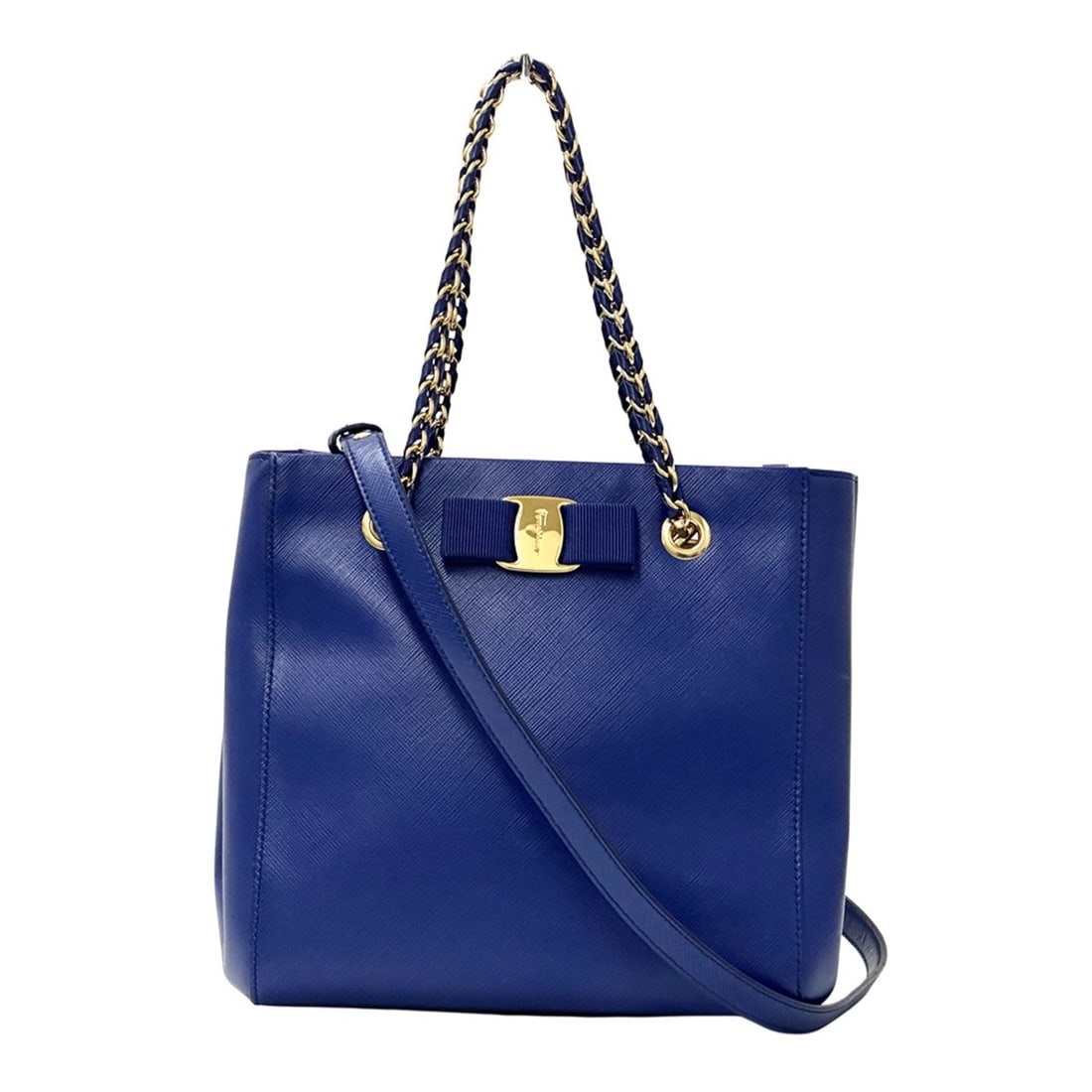 Salvatore Ferragamo Ferragamo handbag for women, featuring the Vara ribbon design. 2-way design,: --- Catalog ---Category: SizeSize (HxWxD): 20cm x 20cm x 13cm / 7.87'' x 7.87'' x 5.11''Category: DesignType: Handbag, Shoulder bagColor: BlueGender: WomenMaterial: Leather Category: GeneralBrand: Sal