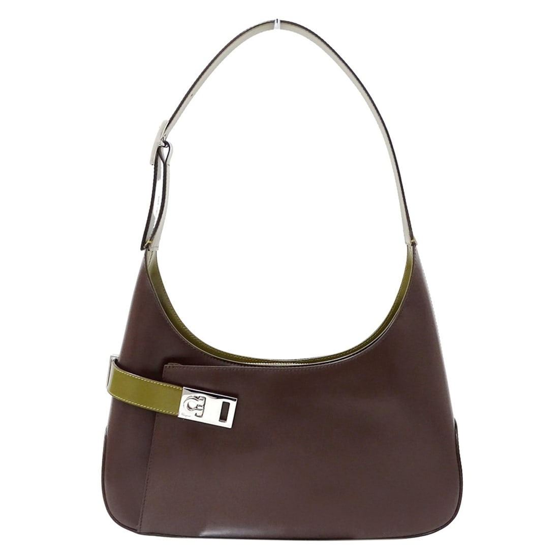 Salvatore Ferragamo Ferragamo handbag for women, brand name shoulder bag, leather, brown/khaki,: --- Catalog ---Category: SizeSize (HxWxD): 14.5cm x 30cm x 6cm / 5.7'' x 11.81'' x 2.36''Category: DesignType: Shoulder bagColor: Brown, KhakiGender: WomenMaterial: Leather Category: GeneralBrand: Sal