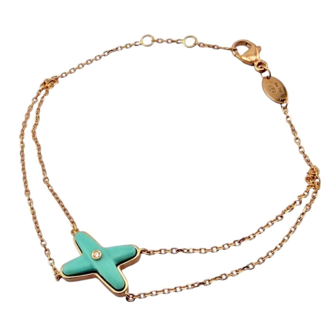 Chaumet Jeux de Liens Bracelet, 18K Pink Gold, Turquoise and Diamond, Women's.: --- Catalog ---Category: SizeLength: 17cm / 6.69''Category: DesignType: Charm braceletColor: Pink goldGender: WomenMaterial: Pink goldCategory: GeneralBrand: ChaumetCountry of Origin: France--- Item L