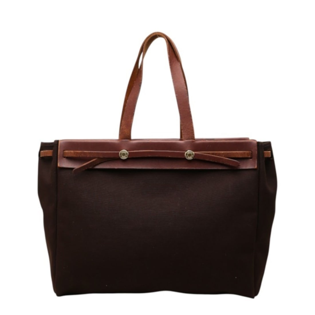 Hermes Herbag Cabas MM Tote Bag, ?F stamp, Brown Toile H Leather, Women's HERMES: --- Catalog ---Category: SizeSize (HxWxD): 32cm x 41cm x 15cm / 12.59'' x 16.14'' x 5.9''Category: DesignType: Tote bagColor: BrownGender: WomenMaterial: Toile H , Leather Category: GeneralBrand: Herm