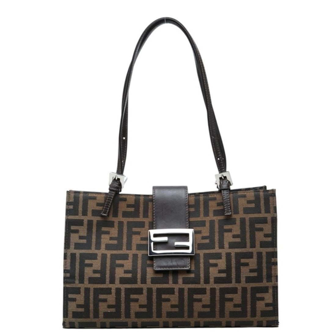 Fendi Zucca handbag, brown canvas and leather, women's.: --- Catalog ---Category: SizeSize (HxWxD): 18cm x 28cm x 9cm / 7.08'' x 11.02'' x 3.54''Category: DesignType: HandbagColor: BrownGender: WomenMaterial: Canvas , Leather Category: GeneralBrand: Fendi--